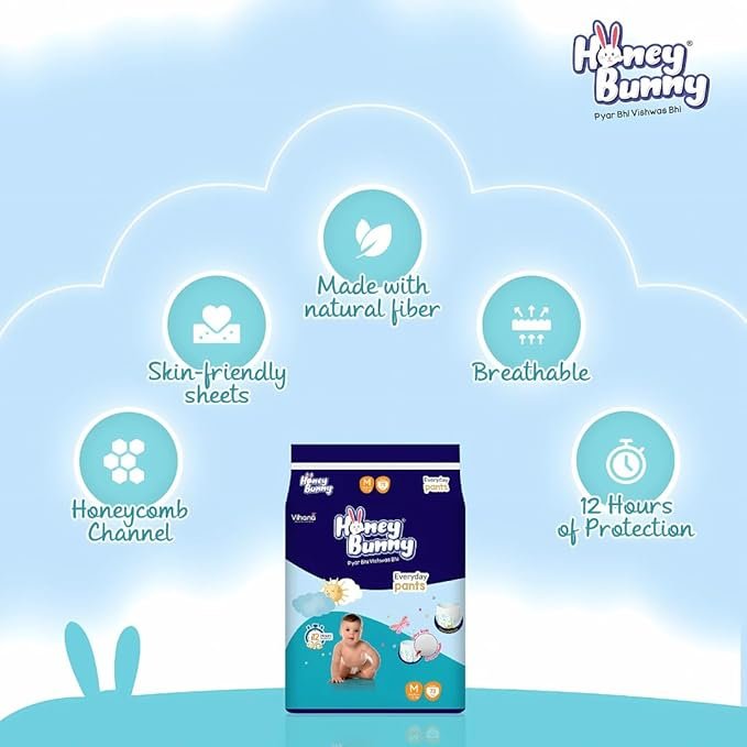 Honey Bunny Baby Diapers Pants- M - Image 6