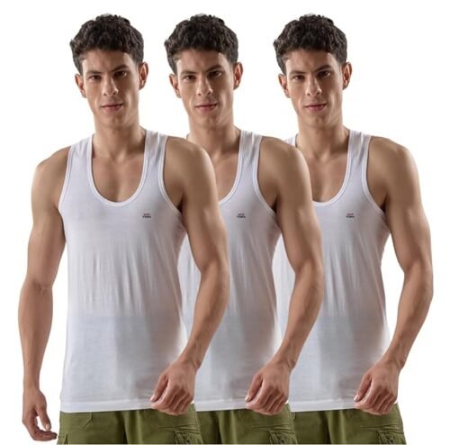 MR-FMV-8001 LUX VENUS Vest for Men White | 100% Cotton | Pack of 3