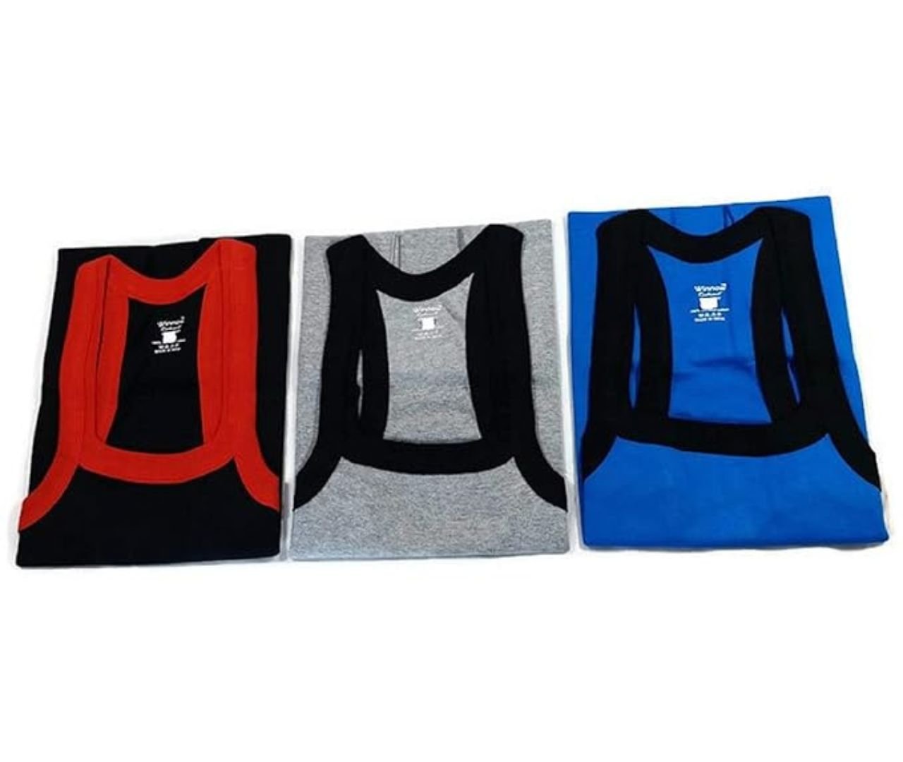 Set of 3 (Multi Color)-Men's Winnow Radiant Cotton Gym Vest-85 cm (Medium)