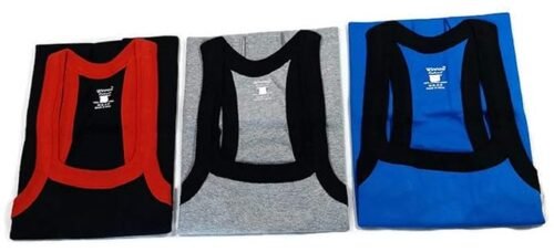 MR-FMV-8002 (1) Set of 3 (Multi Color)-Men's Winnow Radiant Cotton Gym Vest-85 cm (Medium)